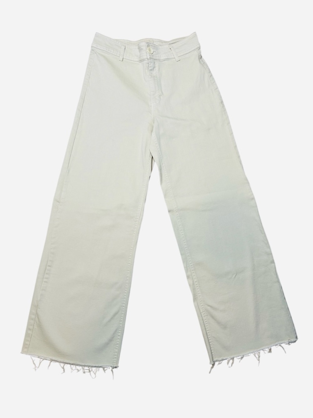 OAT New York High Waisted Wide Leg JEANS Pants 8 / 29 Oat Milk Stretch Raw Hem